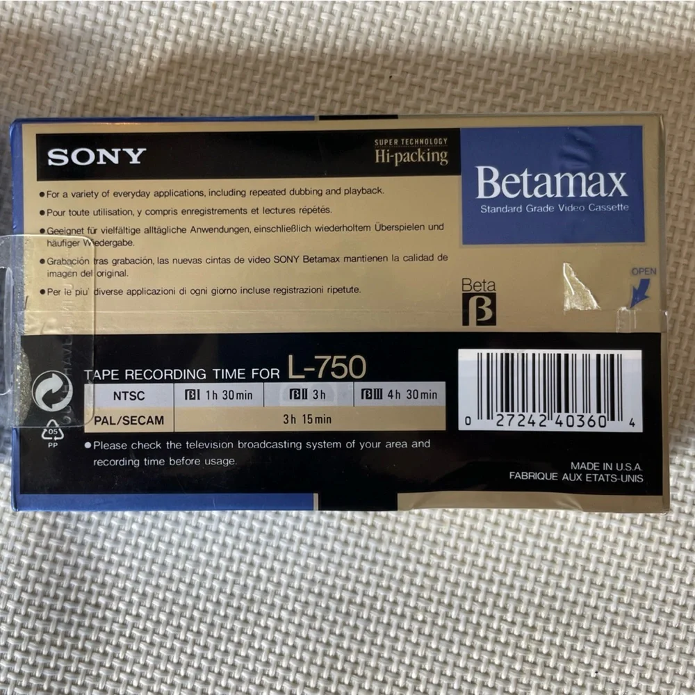 Betamax L750 222m Sealed Lot Of 4 Blank Video Cassettes Sony And BASF